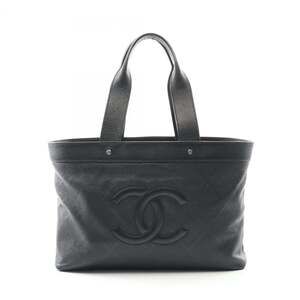 CHANEL Coco Mark Tote Bag, Leather, Women's, Black
